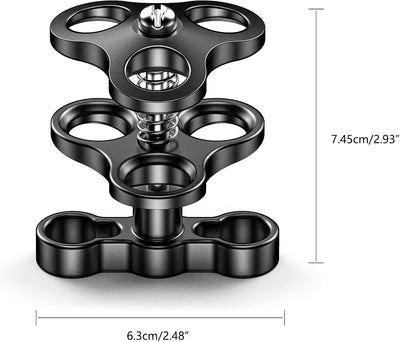 Soporte abrazadera bola aluminio 1pulg adaptador luz buceo negro