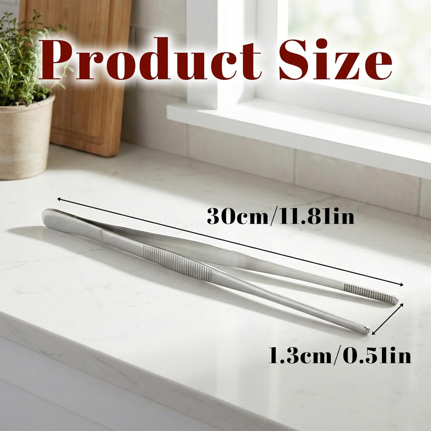 Pinzas cocina acero inox 12pulg puntas dentadas multifuncionales