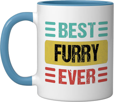 Taza Cerámica Furry Azul/Blanco