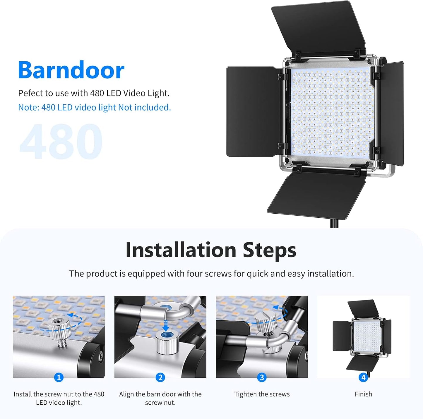 Puerta granero luz LED 4.5x6.9pulg metal sólido