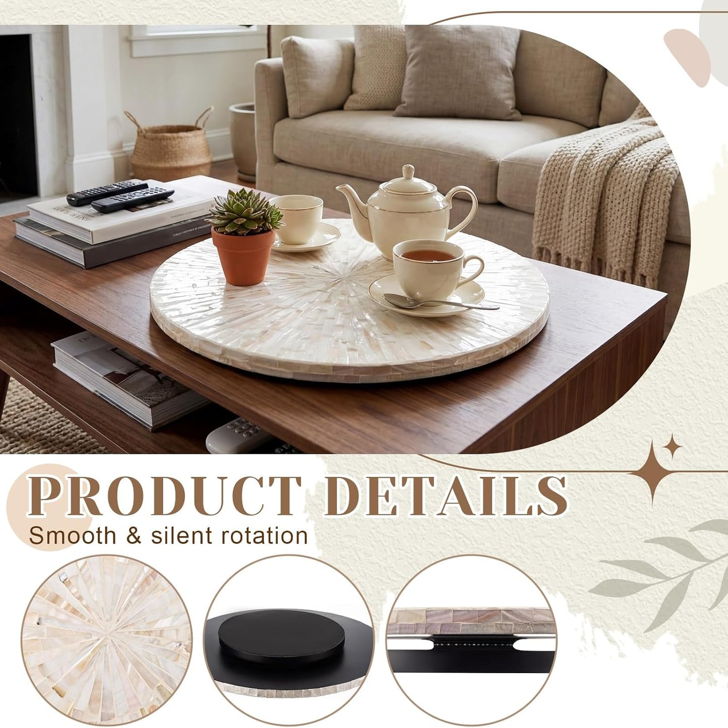 Lazy Susan 16pulg Giratorio Mesa de Madera Cocina Regalo