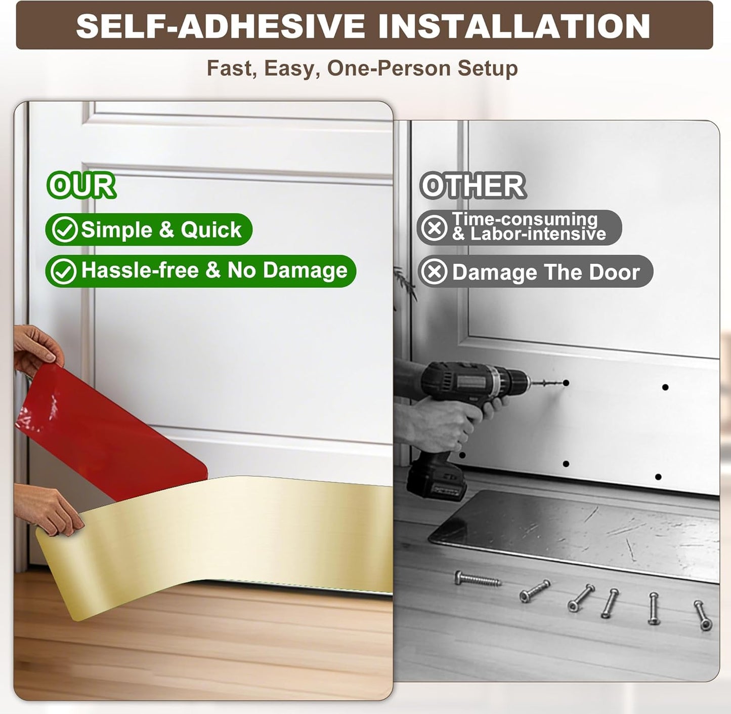 Placa autoadhesiva acero inox 8x34pulg para puerta
