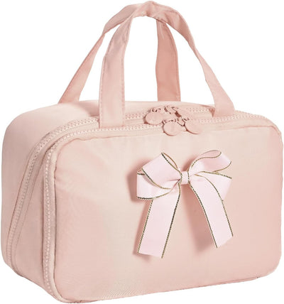 Bolsa maquillaje viaje gran capacidad con divisor asa rosa