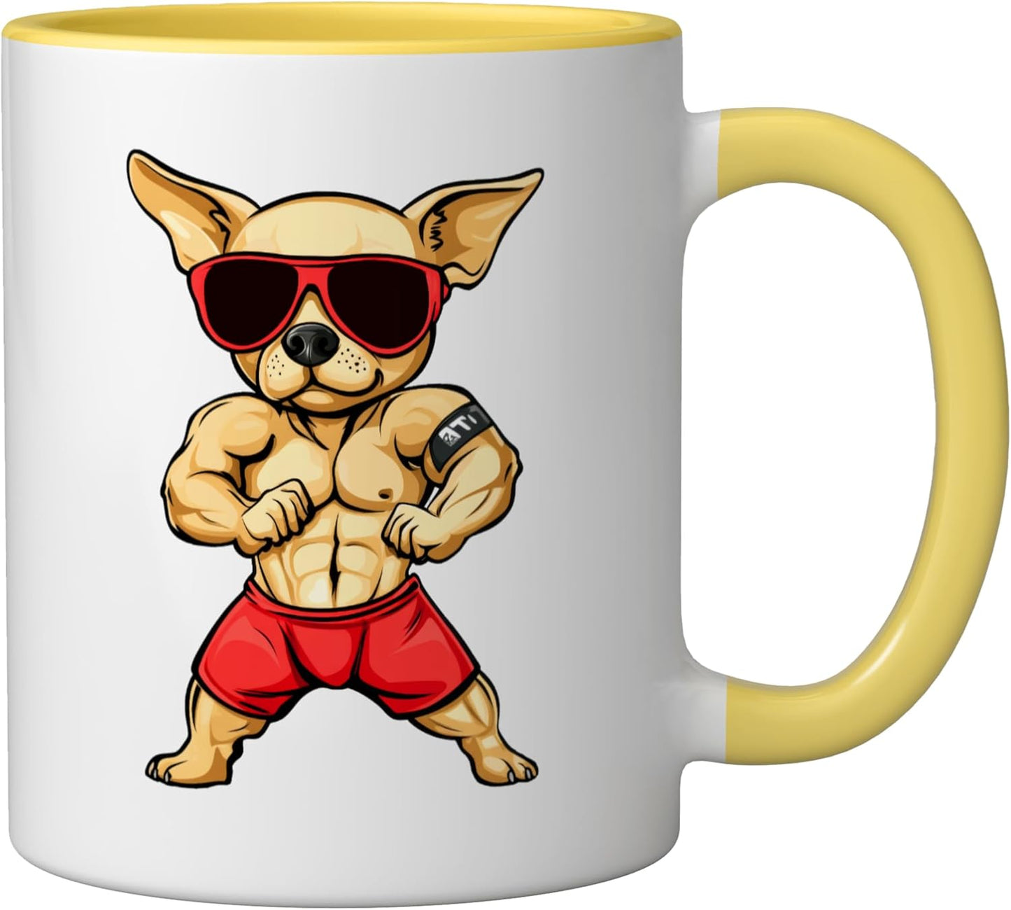 Taza Cerámica para Ejercicio Chihuahua Amarillo/Blanco