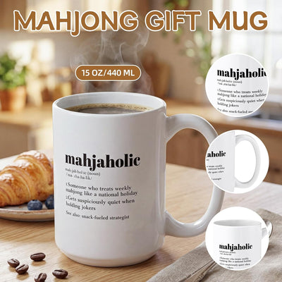 Taza divertida de cerámica para amantes de Mahjong 15 oz