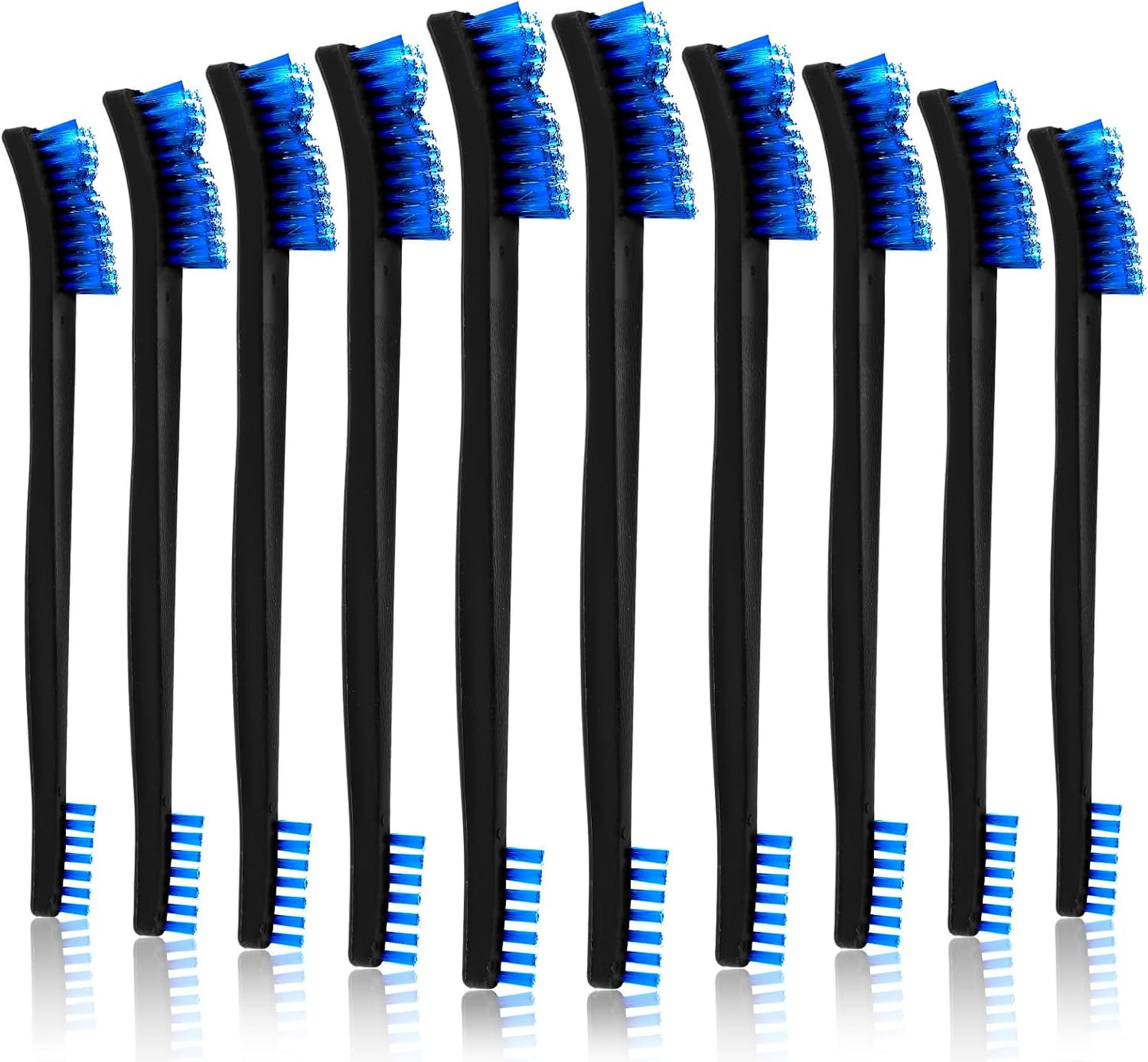 Set 10 Cepillos Detalles Doble Extremo Cerdas Rígidas Azul
