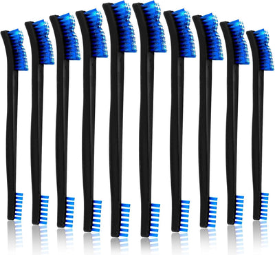 Set 10 Cepillos Detalles Doble Extremo Cerdas Rígidas Azul