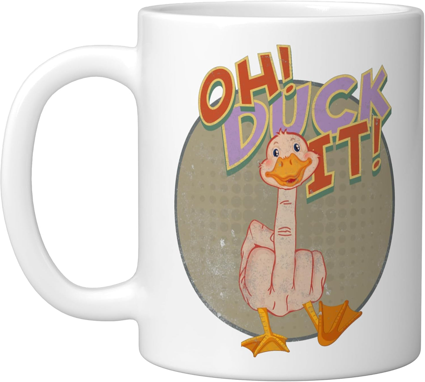 Taza cerámica con mensaje humorístico dedo medio blanco