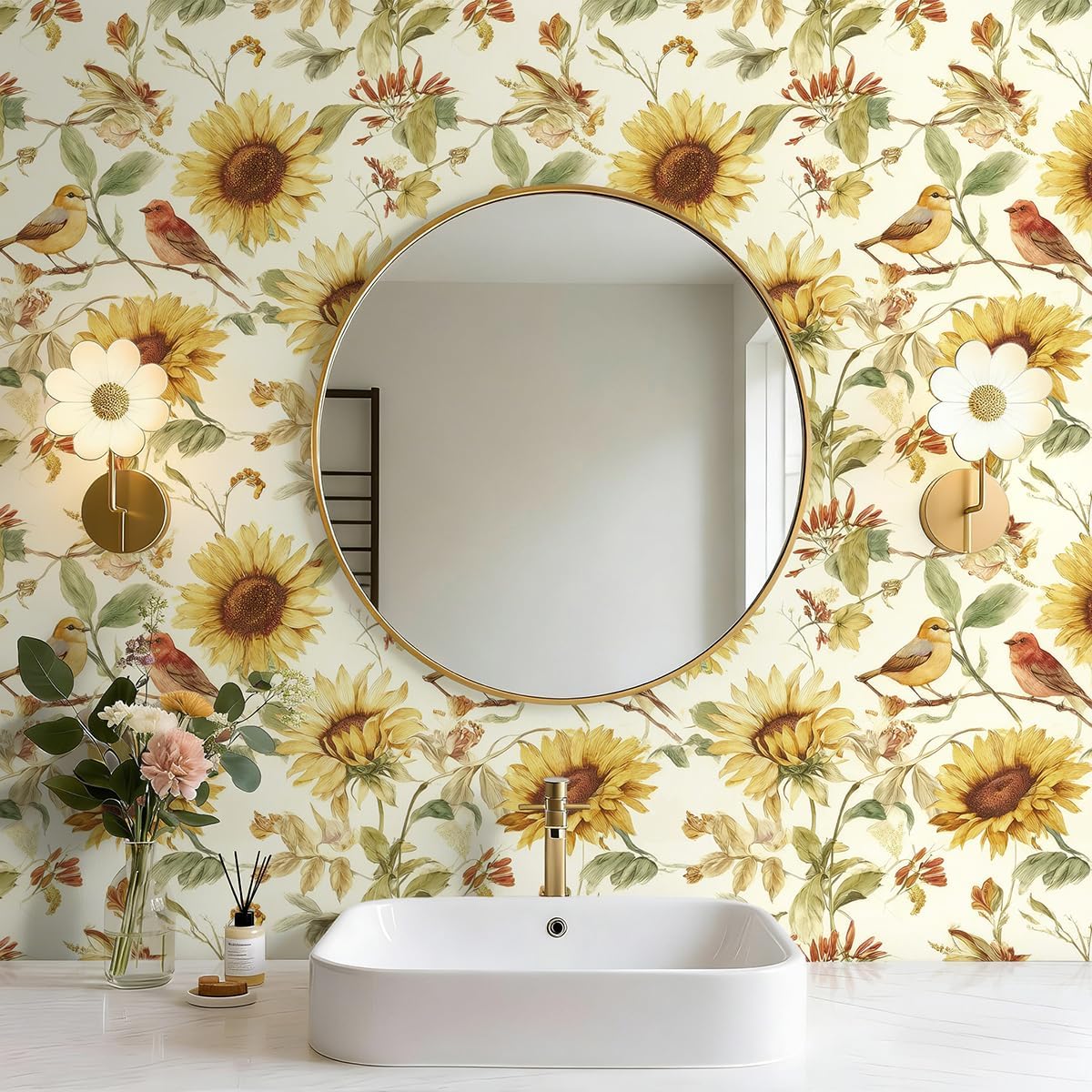 Papel tapiz floral vintage autoadhesivo 16.9x118.1pulg