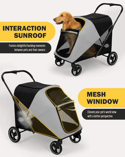 Cochecito perros grandes 4 ruedas plegable con sombrilla
