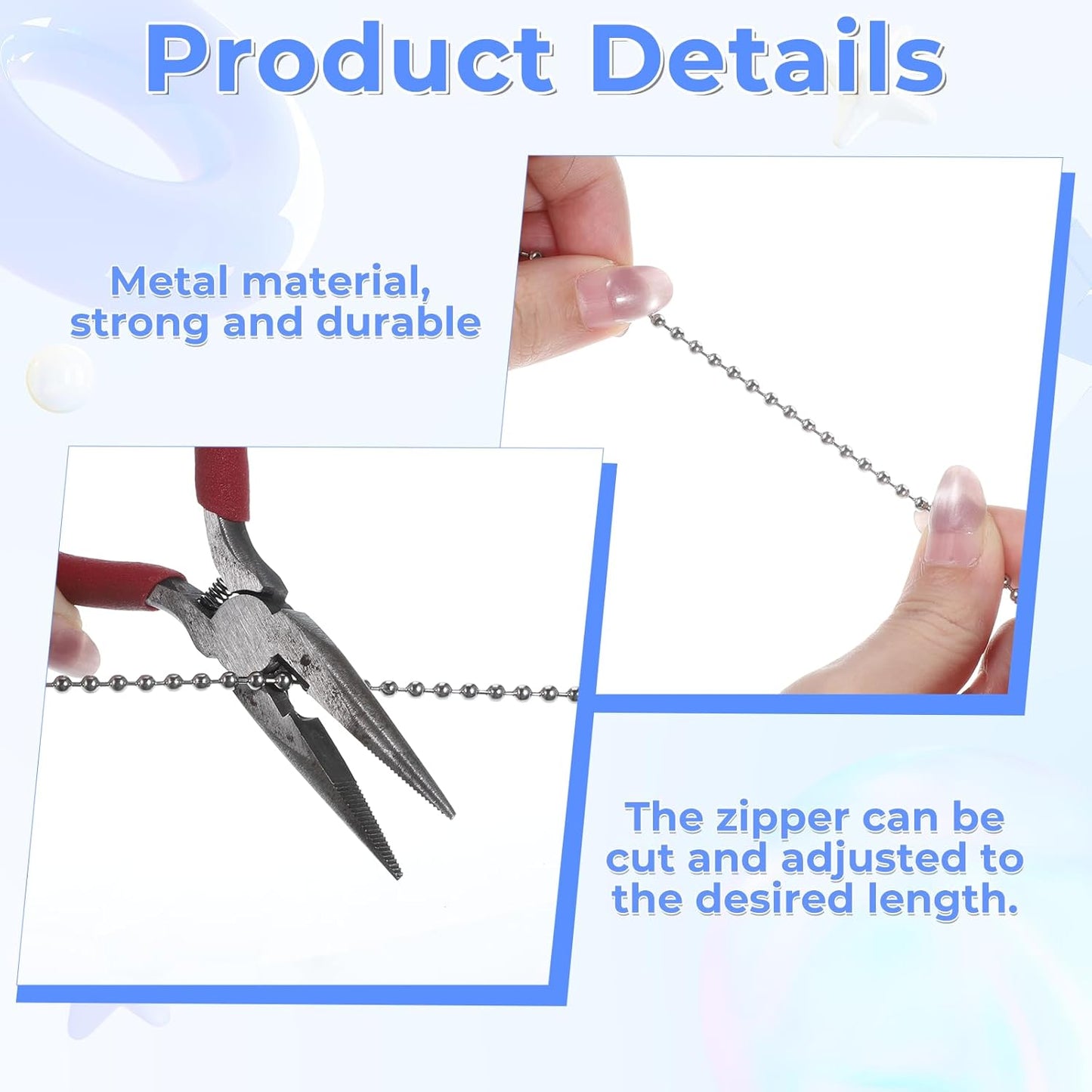 Pack 2 Extensores Cadena Ventilador Prisma Cristal Corazón Acero Inox