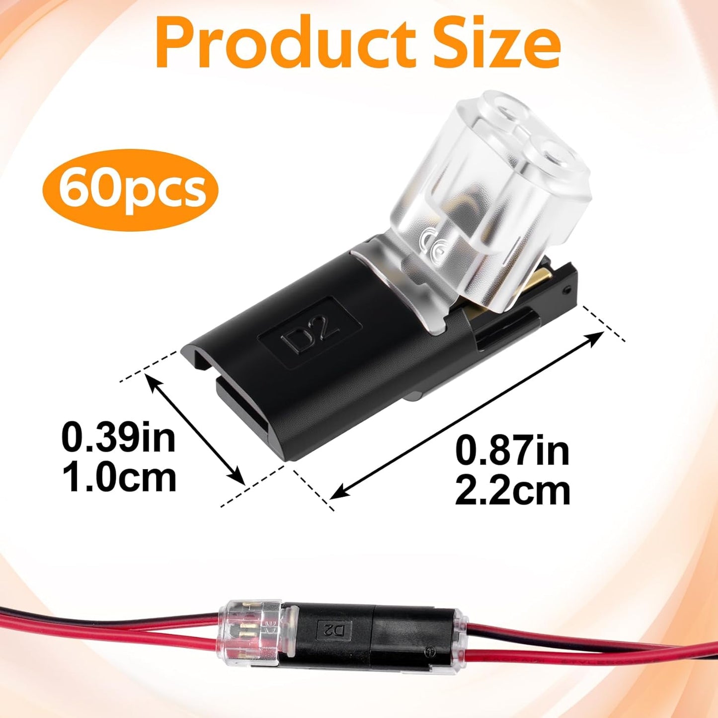 60 Conectores Doble Alambre para Cable 18-22 AWG Tira Luz LED