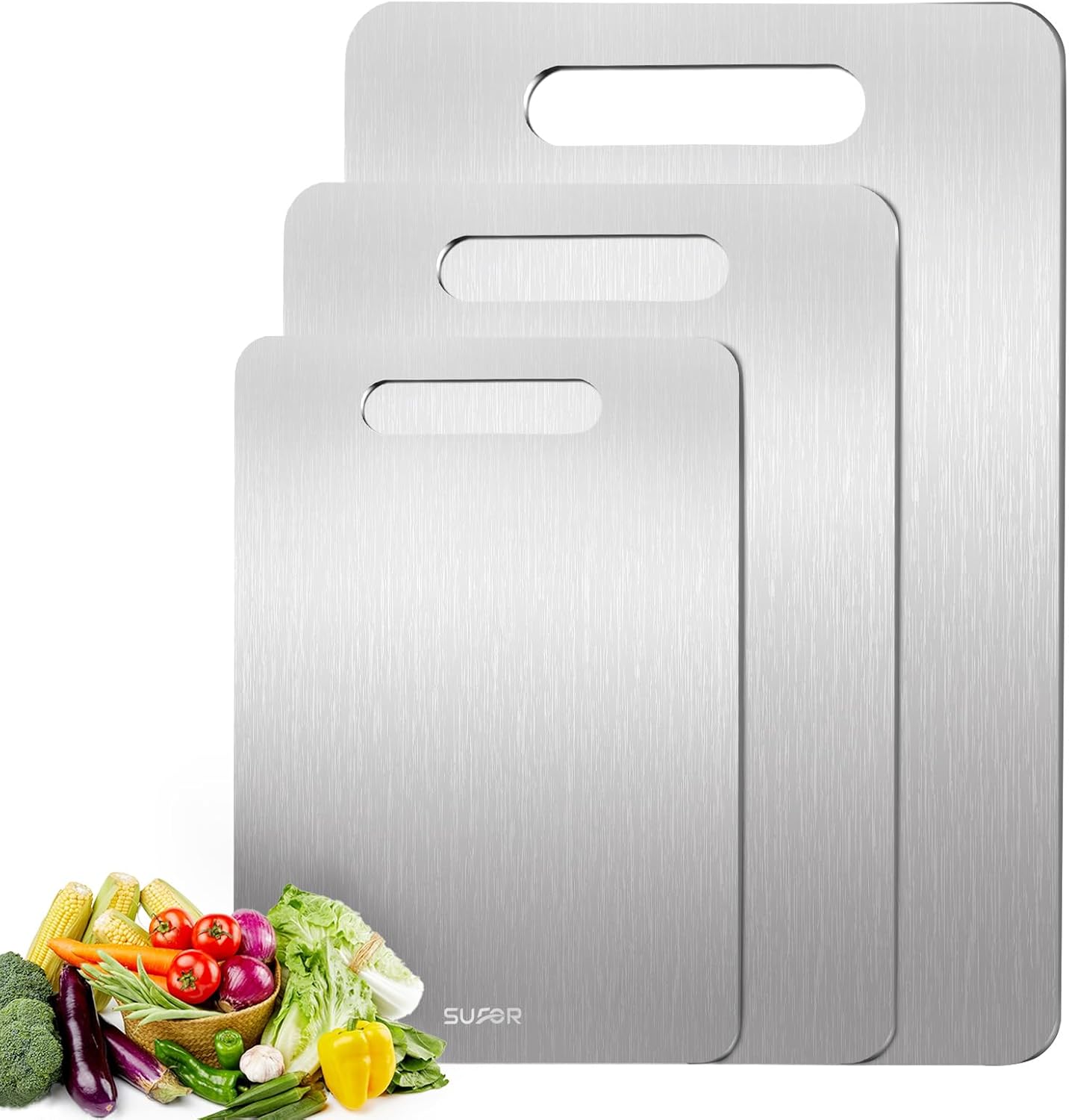 3 Pzas Tabla Cortar Titanio Doble Lado Alimenticio