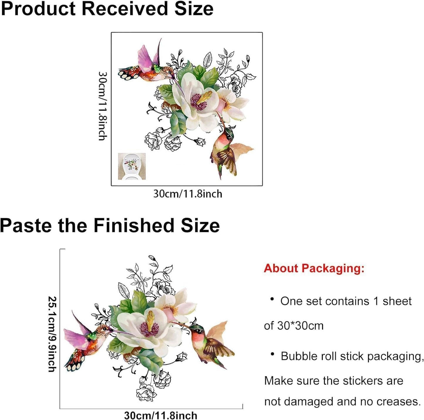 Adhesivos para inodoro decorativos flores mariposas