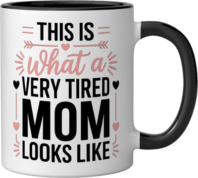 Taza para mamá muy cansada Día de la Madre con chiste corazón nuevo padre bebé