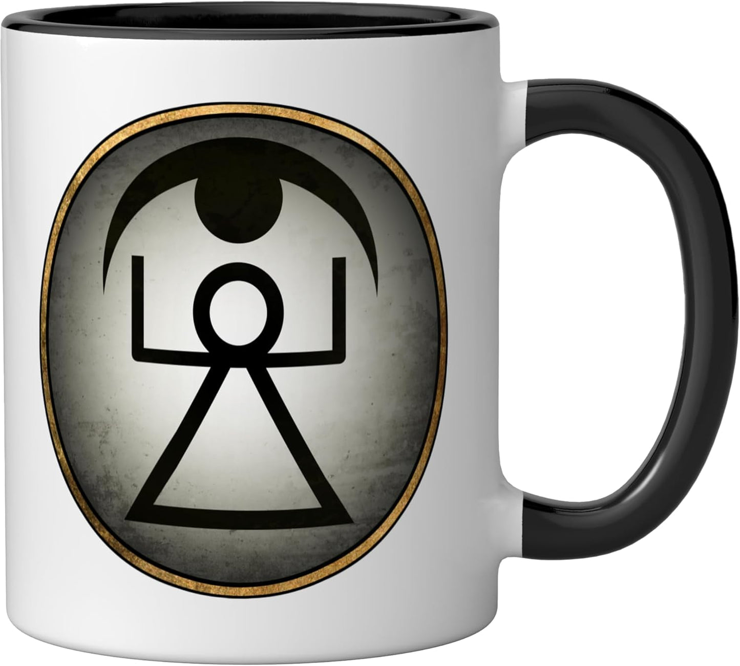 Taza cerámica de la diosa Tanit de Cartago negra/blanca