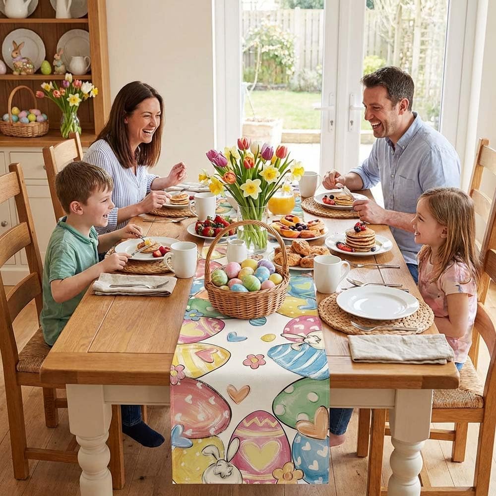 Camino de mesa Pascua con huevo de conejo mantel rectangular decoracion hogar
