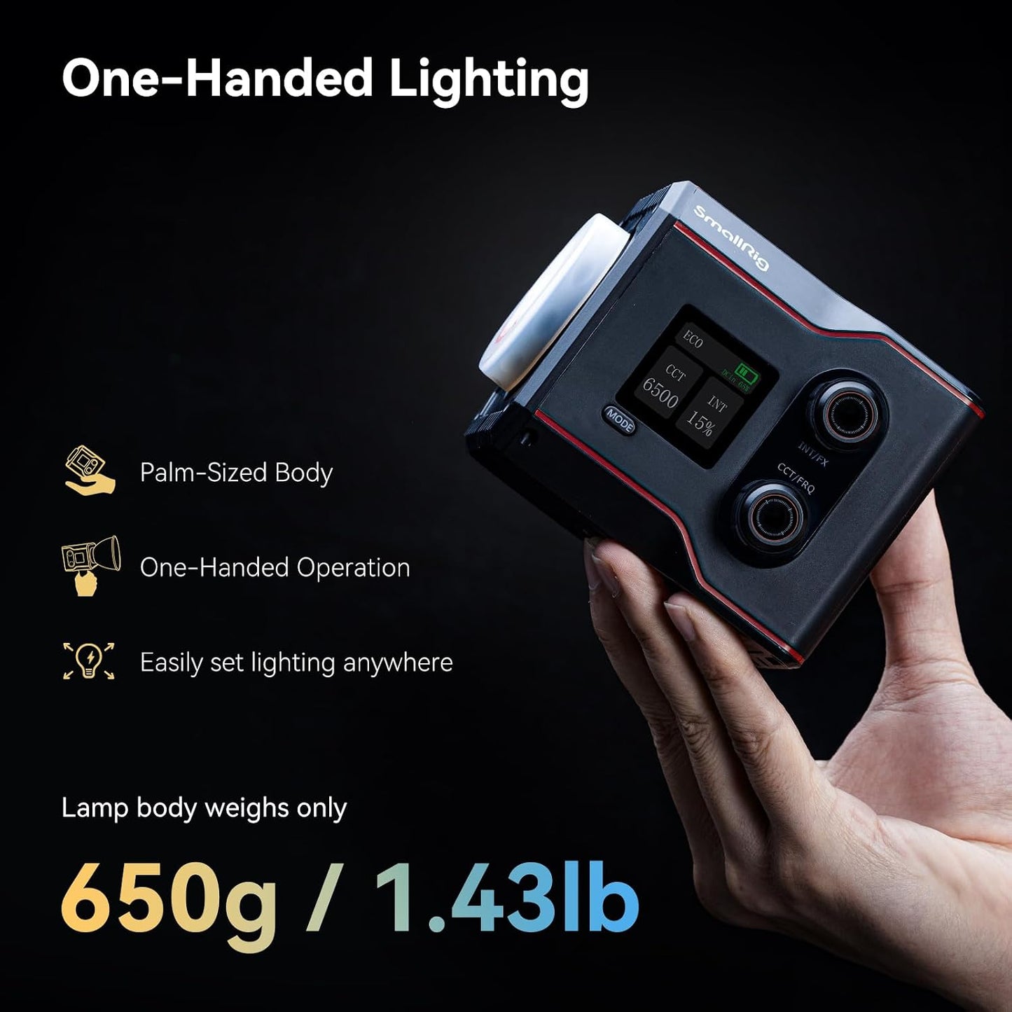 Luz video COB RC 60B batería 3400mAh PD tipo C
