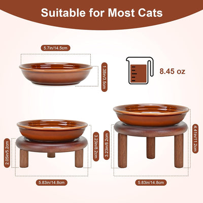 Cuenco elevado para gatos madera acacia platos cerámica