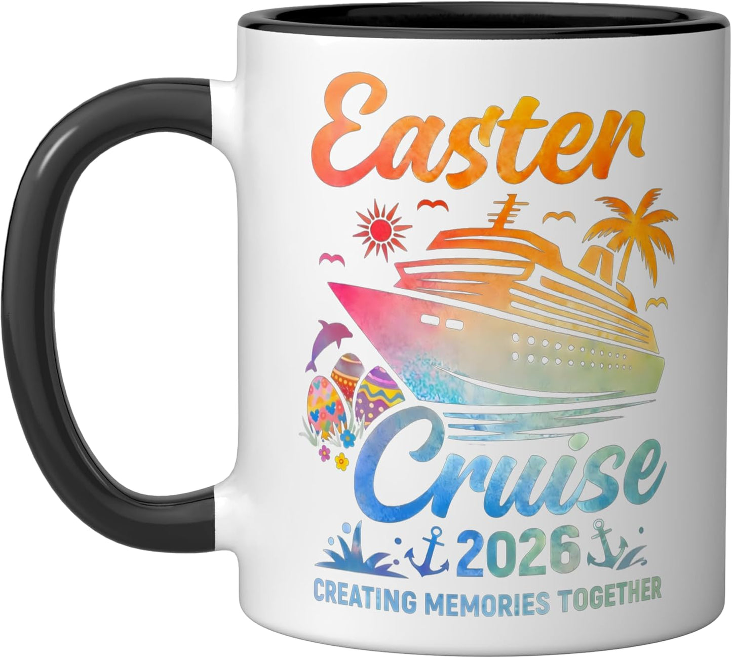 Taza cerámica Easter Cruise 2026 negro/blanco