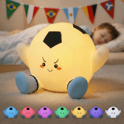 Luz nocturna fútbol silicona suave con temporizador para niños