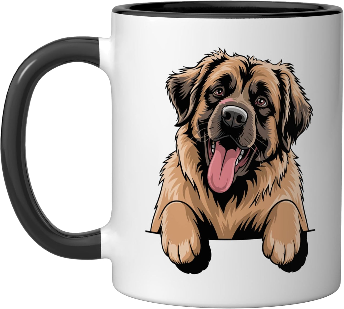 Taza cerámica Leonberger cartoon estilo artístico negro/blanco