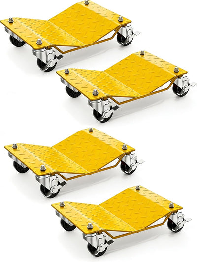 Set 4 Carros Ruedas 6000lb Rueda Giratoria 360 Amarillo