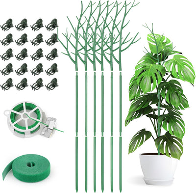 6 Pzas Estacas Soporte Plantas Interior 39pulg Con Clips Orquídeas