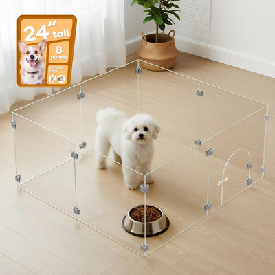 Corralito acrílico transparente para mascotas 8 paneles 23.6pulg