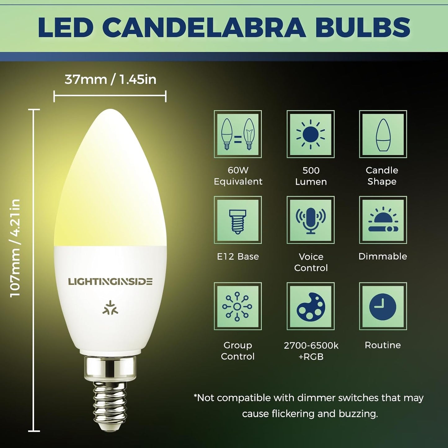 Candelabra Matter Bombillas Inteligentes 5 W Equivalente 50 W