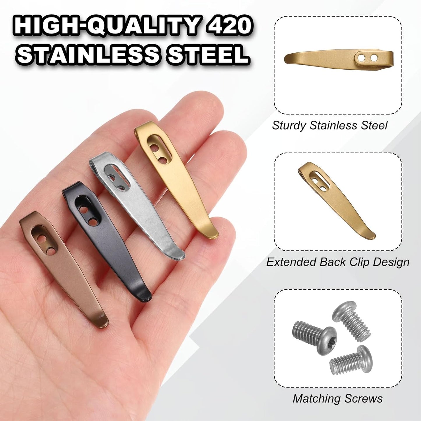 Set 2 Clips Bolsillo Acero Inox 420 Ennegrecido
