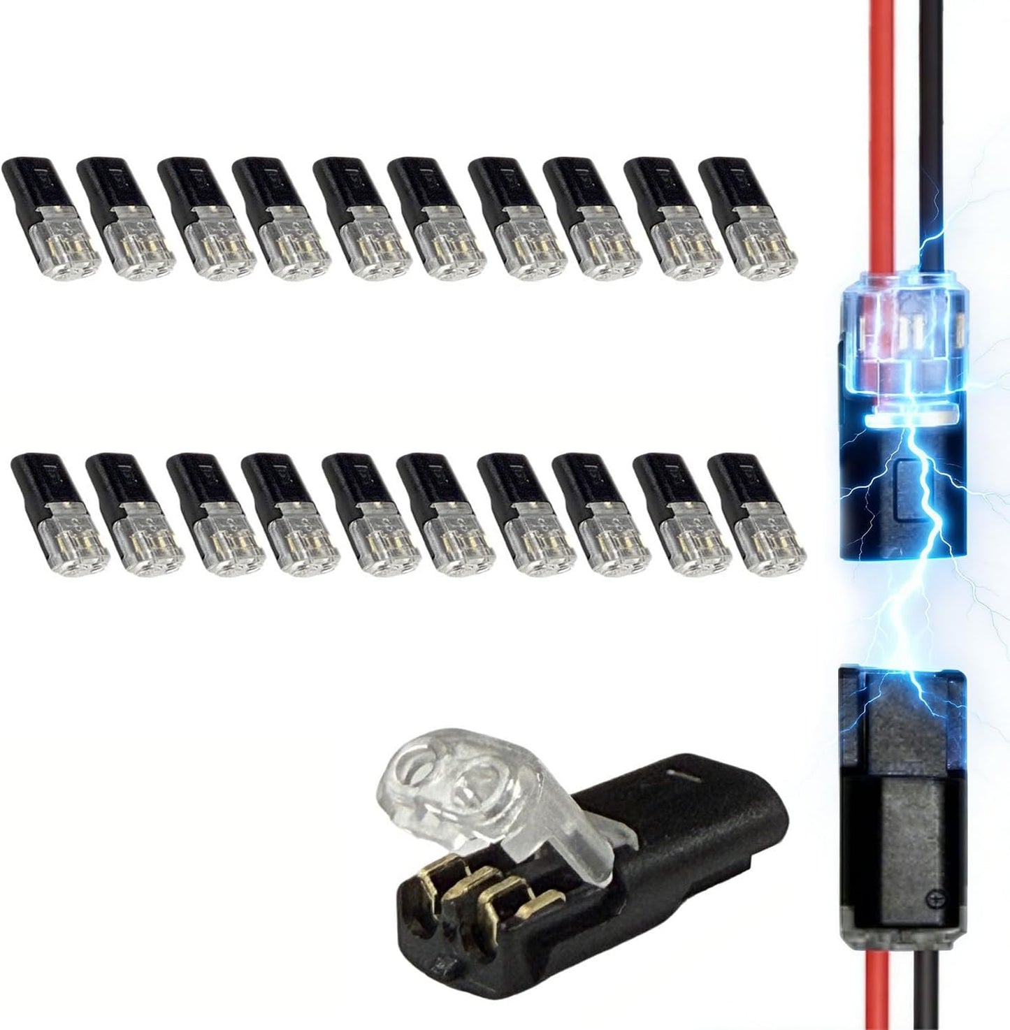 Conector doble cable con hebilla bloqueo para luces y manualidades
