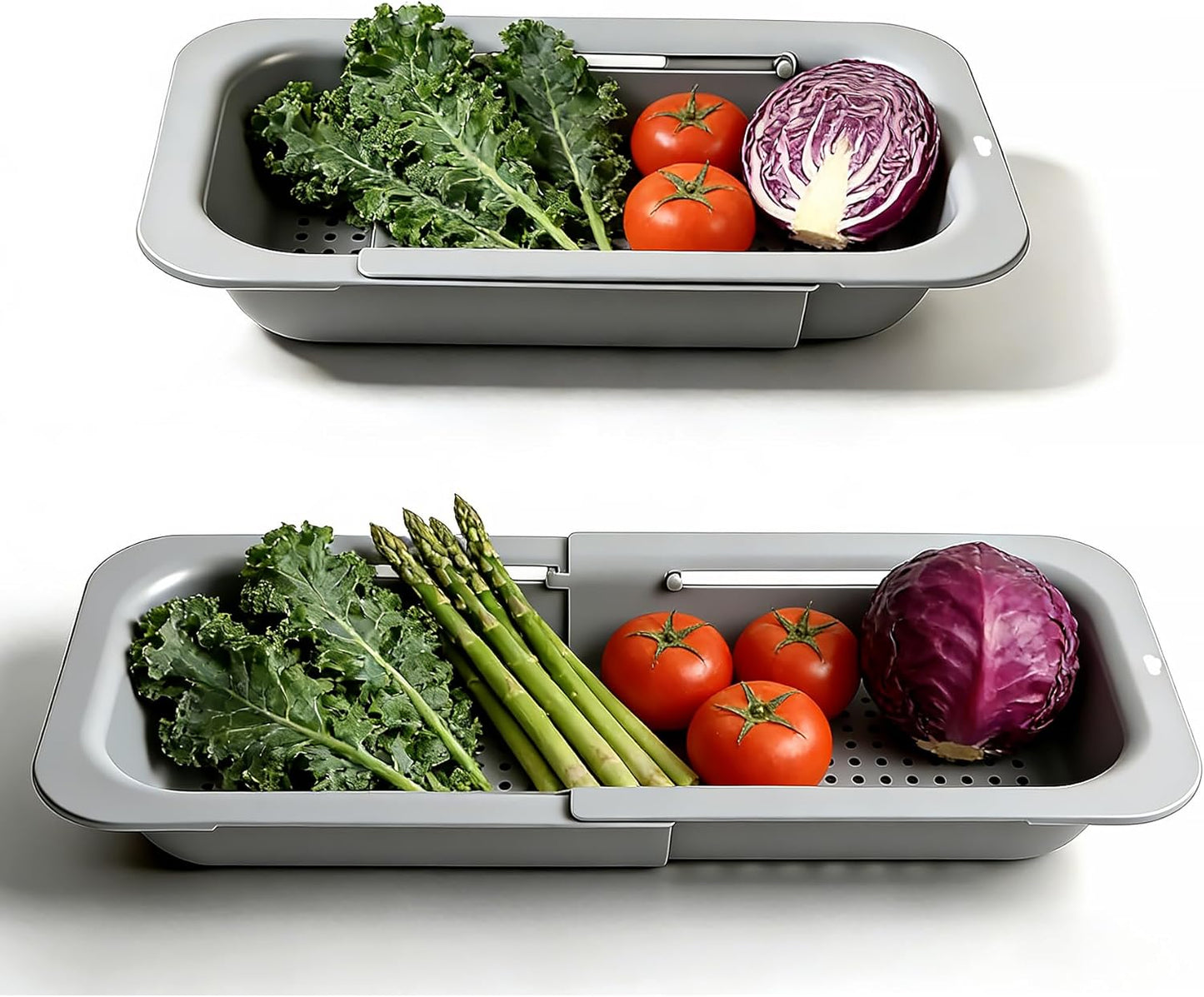 Cesta coladora extensible para cocina ajustable gris