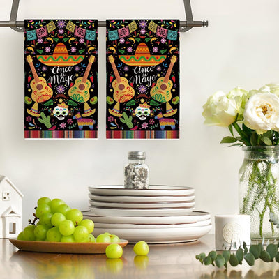 Set 2 Toallas Cocina Diseño Calavera Guitarra 18x26pulg
