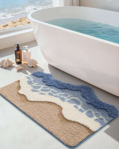 Alfombras baño 21x34pulg microfibra felpa azul con respaldo goma