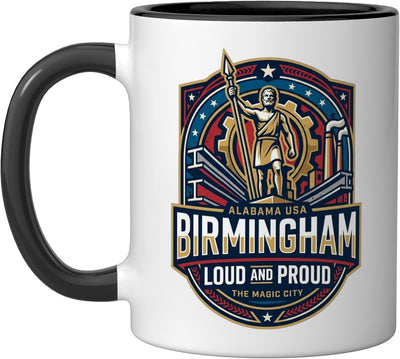 Taza cerámica Birmingham Alabama USA Born Bred negra/blanca