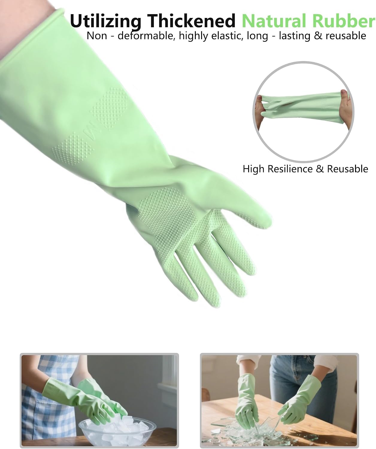 Guantes goma lavavajillas 4 pares reutilizables antideslizante