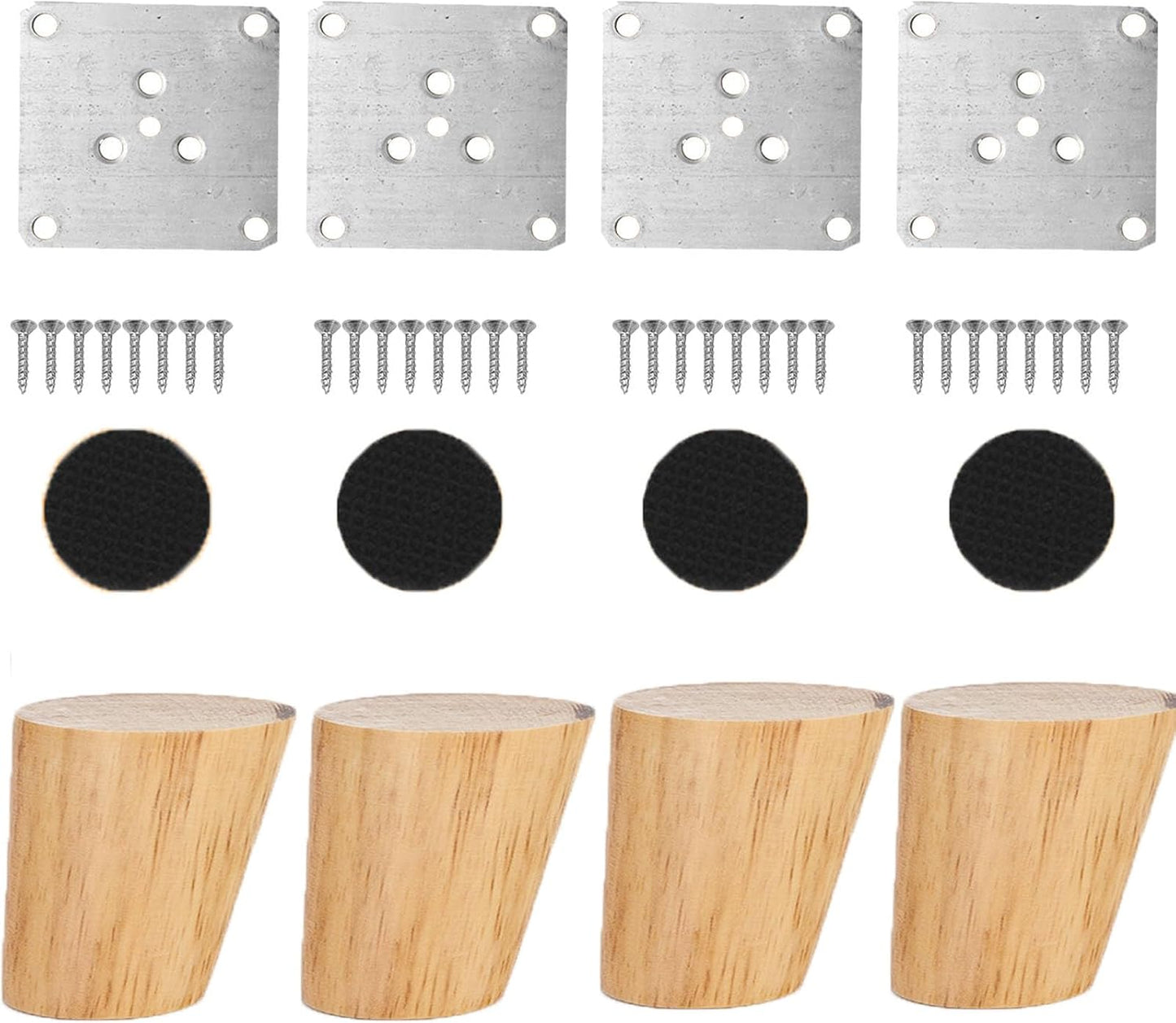 4 Patas Madera Maciza Redondas 2.5pulg Inclinadas para Sofá Moderno