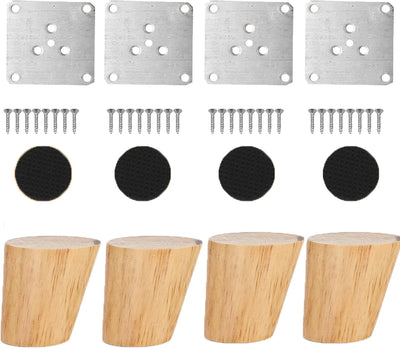 4 Patas Madera Maciza Redondas 2.5pulg Inclinadas para Sofá Moderno