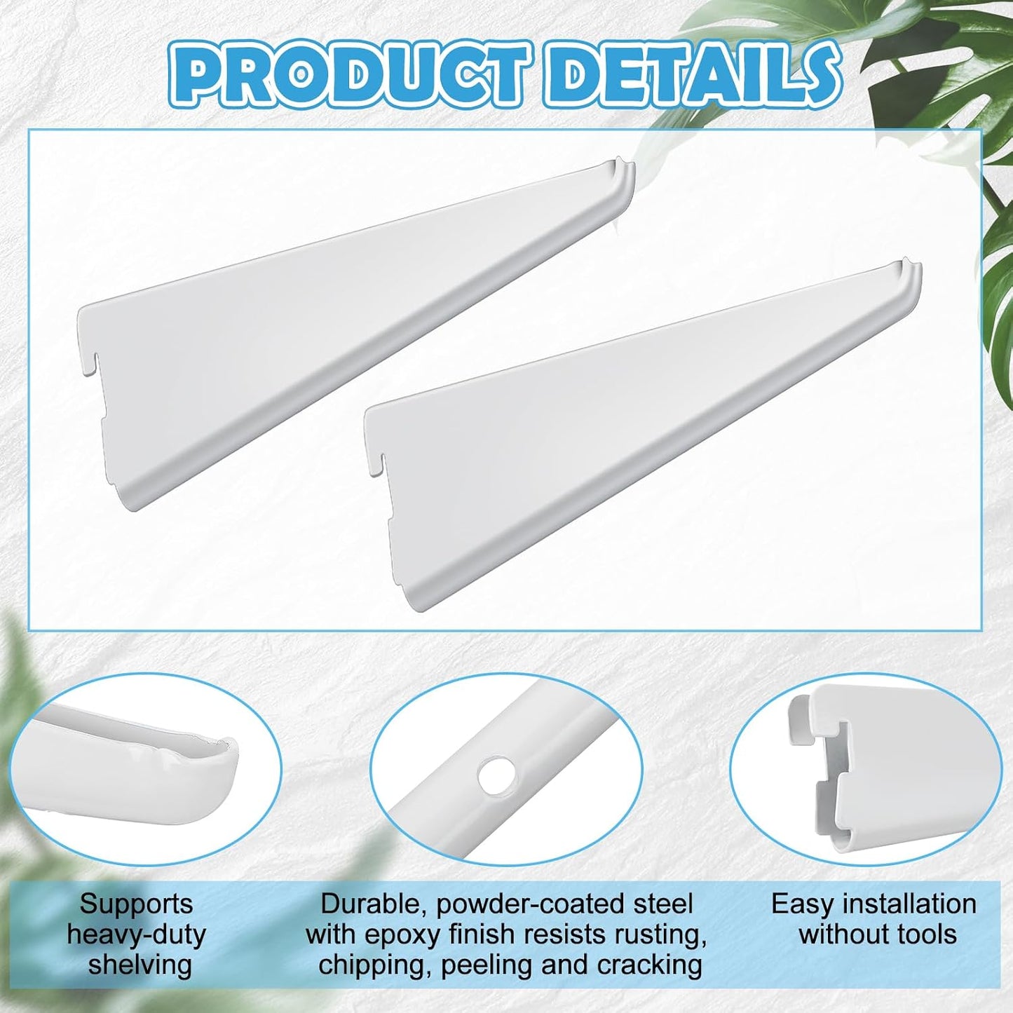 Set 10 Soportes Estante Ajustable Alambre Resistente 4.7pulg Blanco