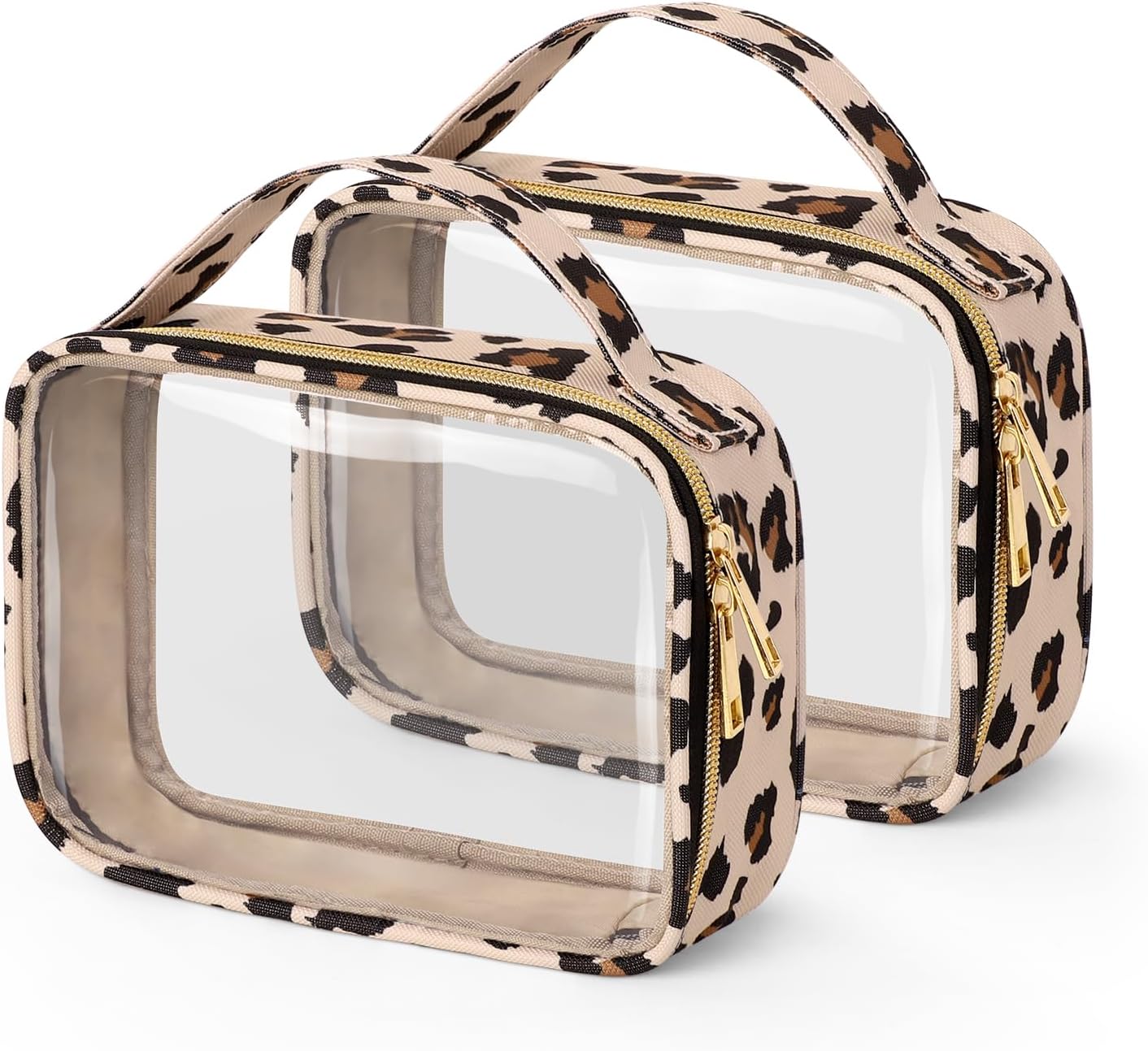 Neceser transparente PVC 2 Pzas con asas para cosméticos