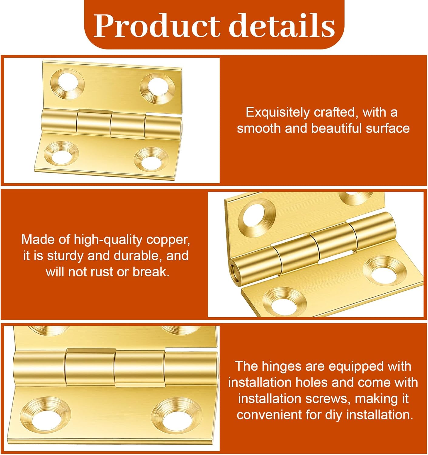 5 Pzas Bisagras Bronce Mini 1pulg con Tornillos para Caja Madera