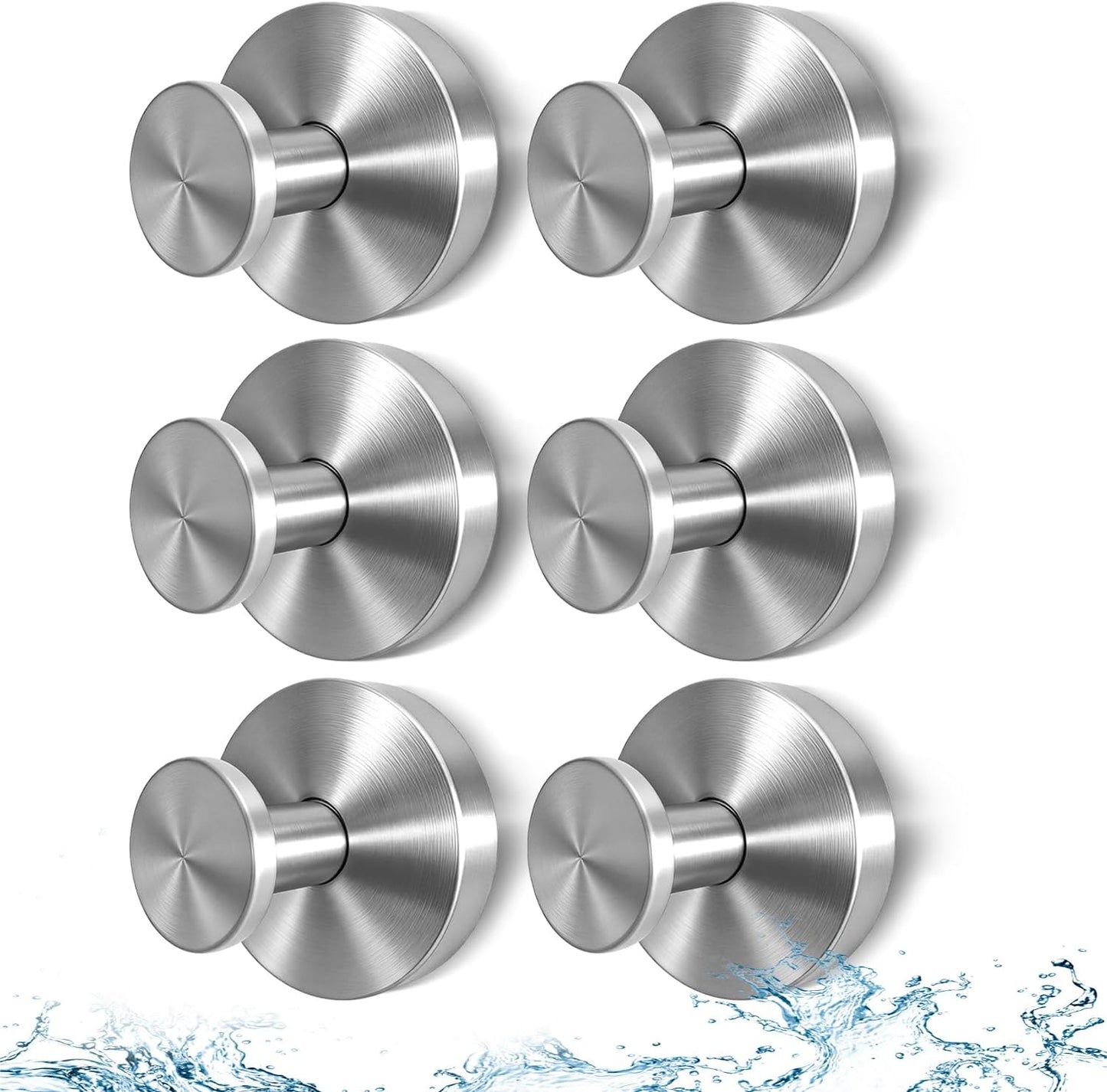 Ganchos ventosa acero inox para ducha puerta vidrio set 6