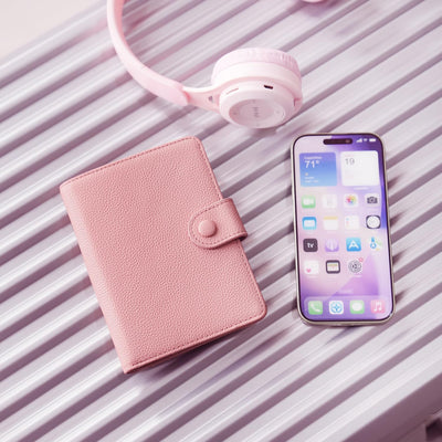 Cartera cuero para pasaporte con RFID tarjetas efectivo monedero