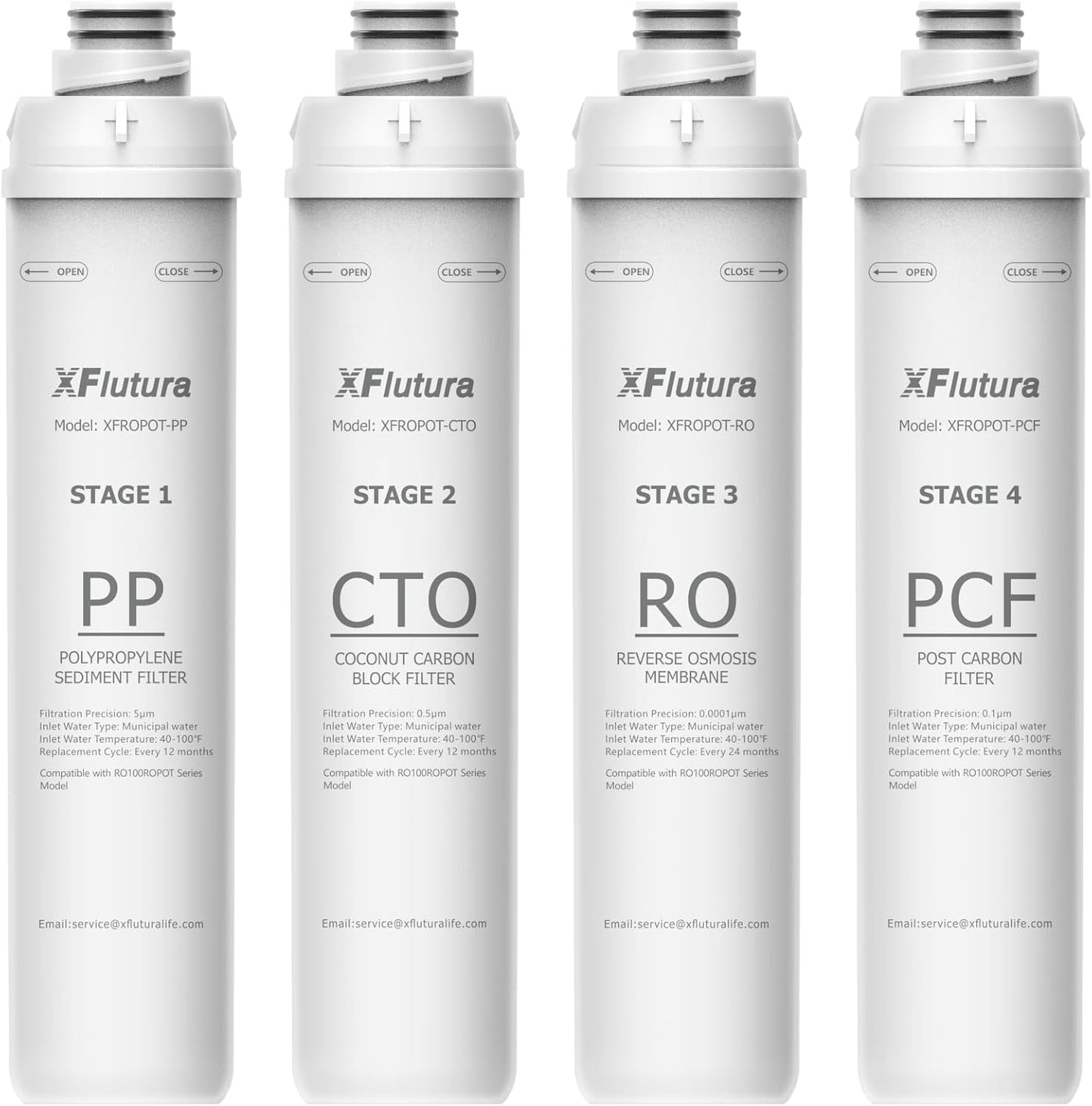 Set 4 Filtros Agua RO100ROPOT Comp Bluevua