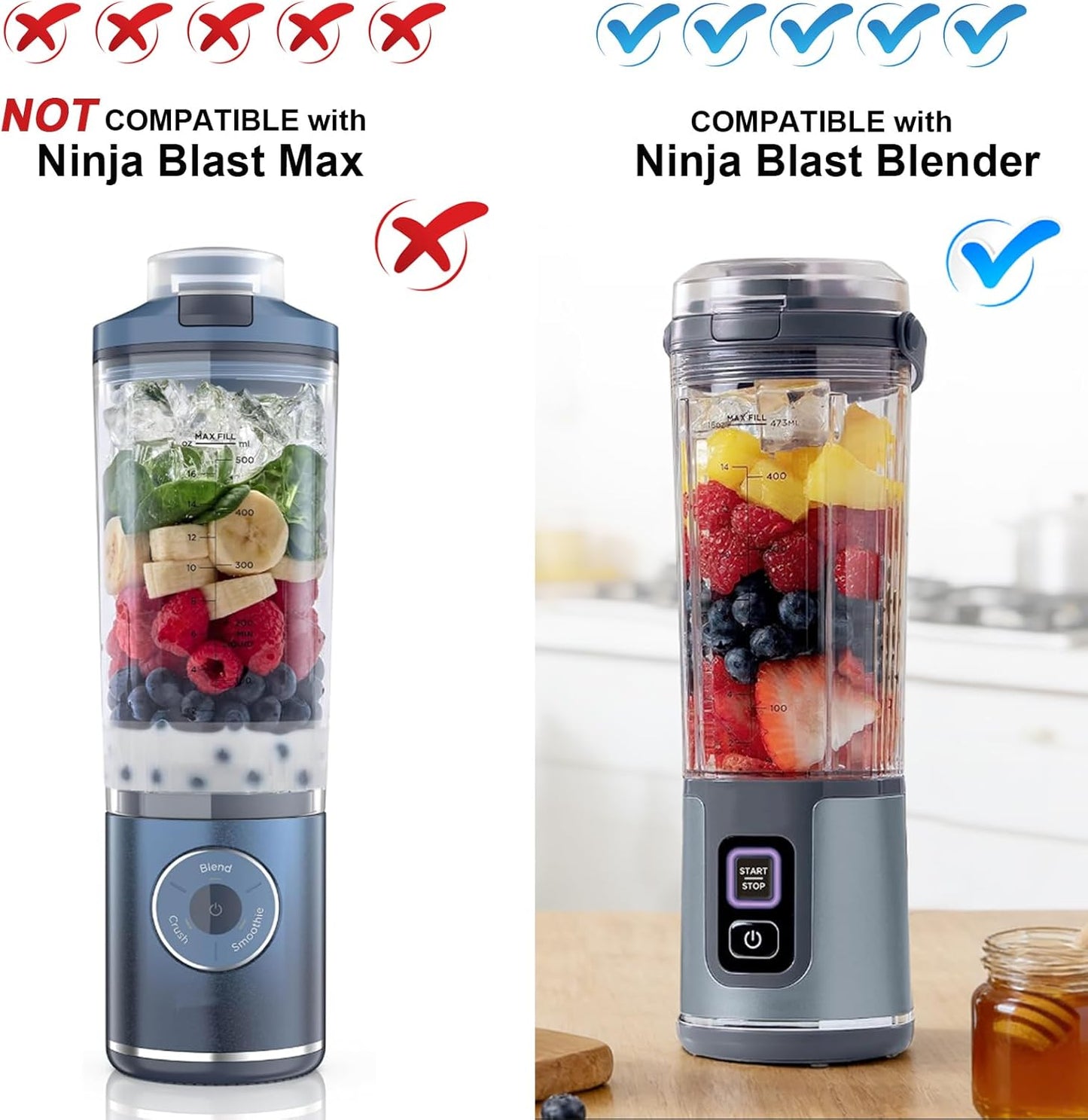 Piezas de repuesto para vaso Ninja Blast 18 oz, tapa y tapa con asa