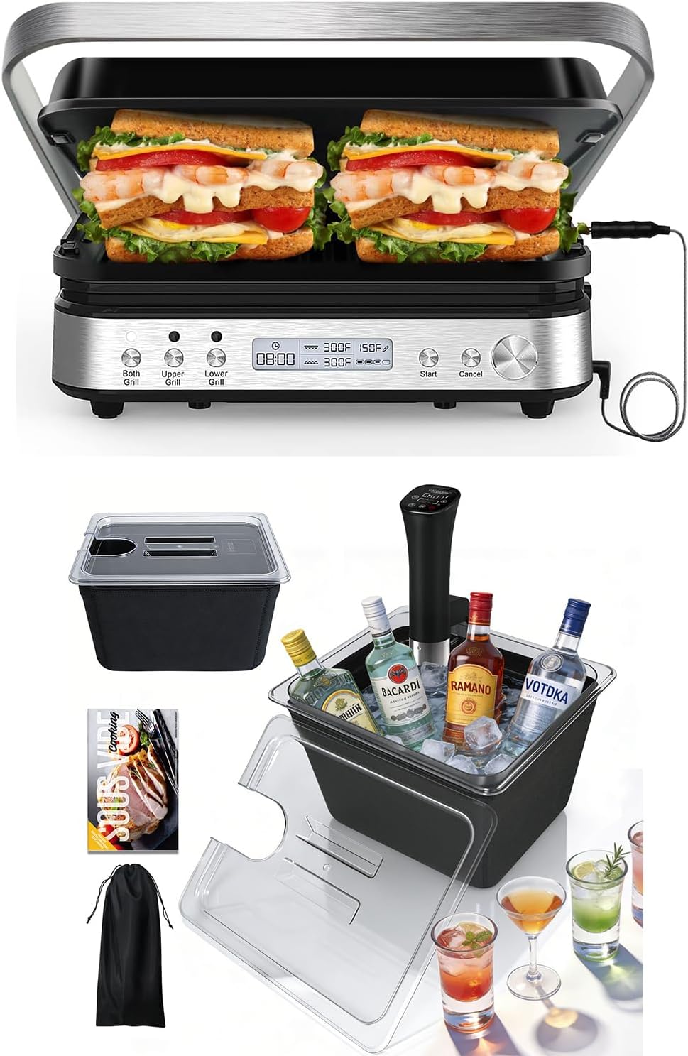 Prensa Panini 5pulg con Contenedor y Cocina al Vacío