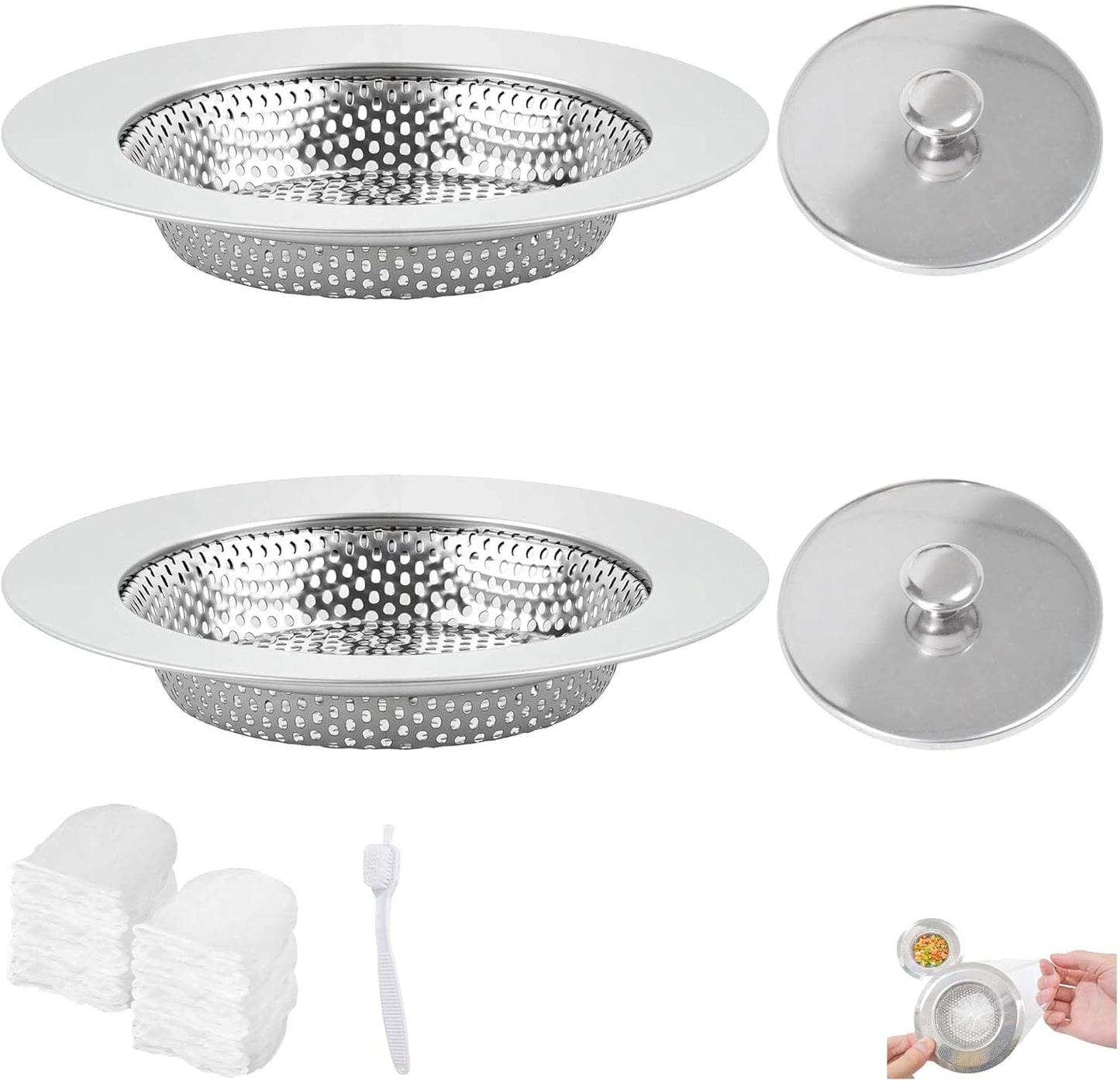 2 Pzas Cubiertas Drenaje Fregadero Acero Inox