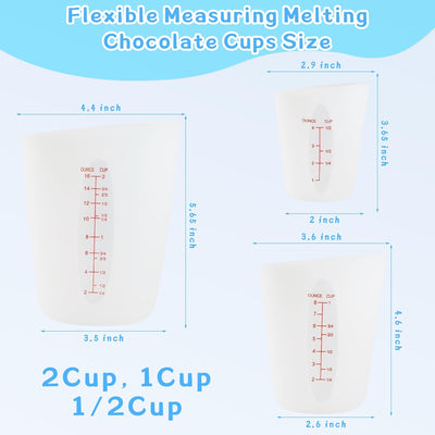 3 Tazas Silicón Alimenticio para Derretir Chocolate Reutilizable