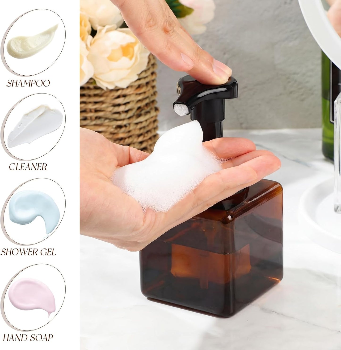 Dispensador jabón espumoso 12uds botella plástico recargable
